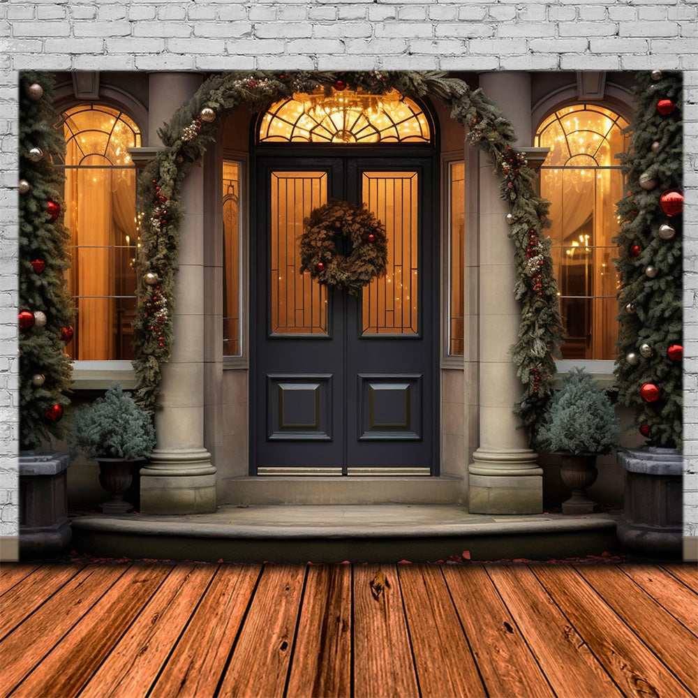Sfondo Della Casa Decorata La Sera Di Natale RR7-759