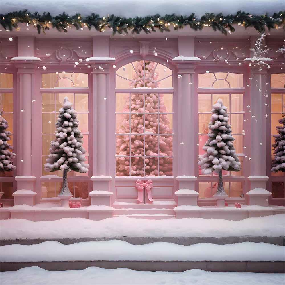 Sfondo Rosa Della Finestra Della Casa Sull'Albero Di Natale RR7-762