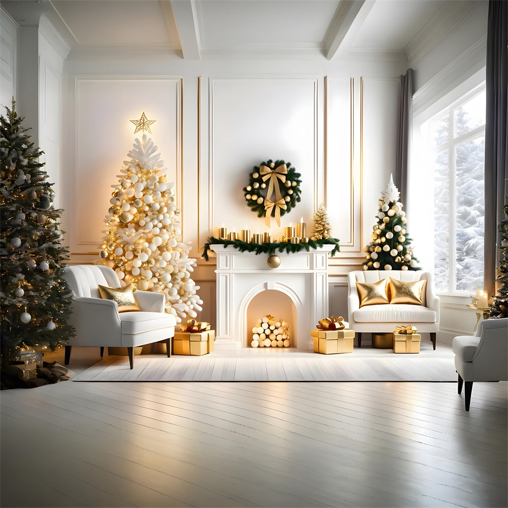 Sfondo Luminoso Con Ghirlanda Di Camino Per Albero Di Natale RR7-768