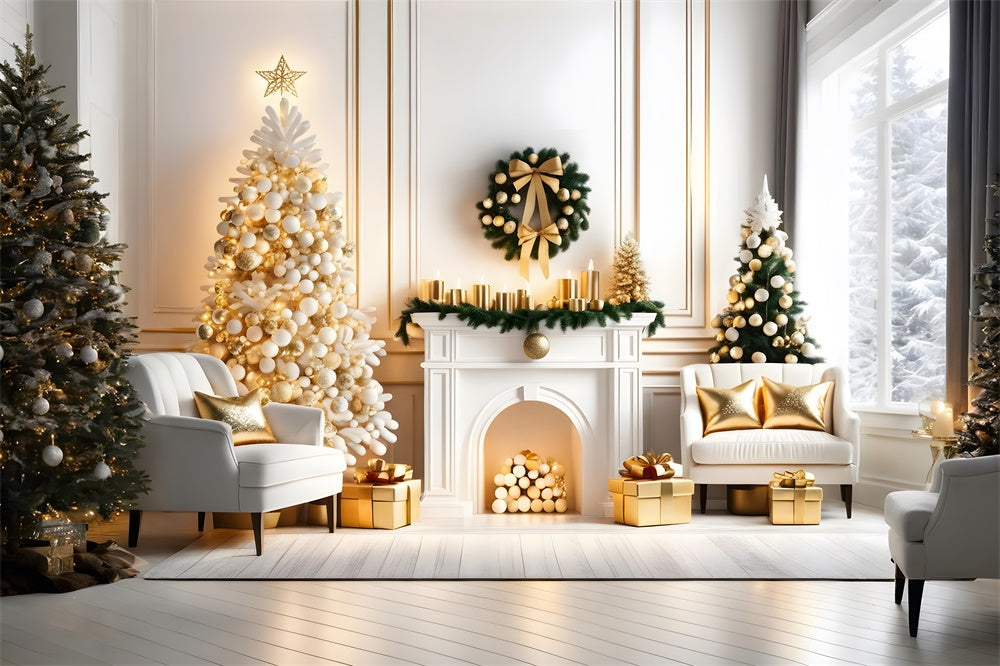Sfondo Luminoso Con Ghirlanda Di Camino Per Albero Di Natale RR7-768