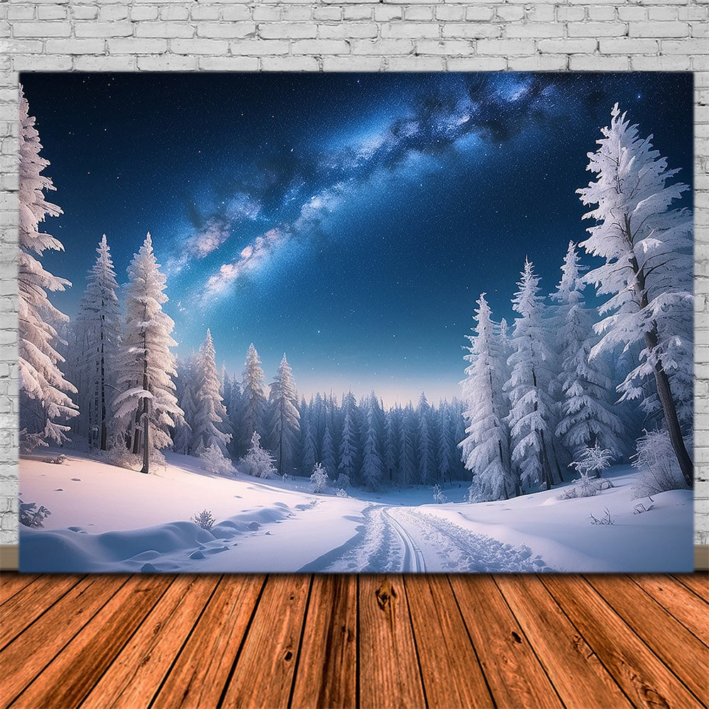 Sfondo Della Foresta Di Neve Della Notte Di Natale Invernale RR7-771