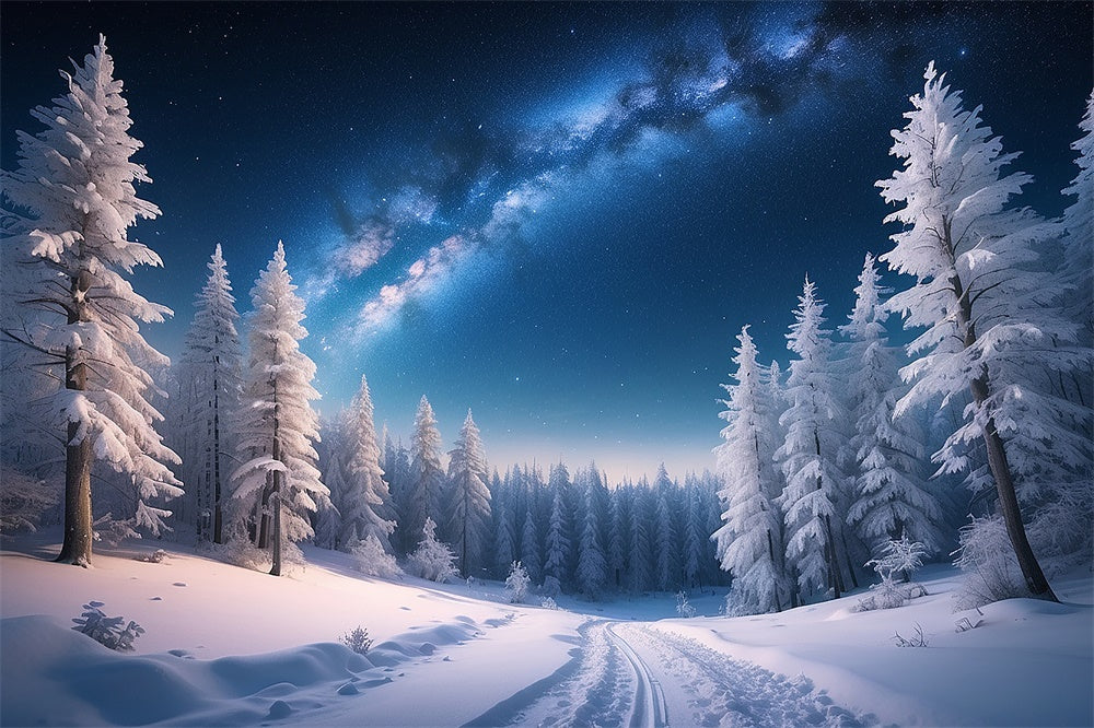 Sfondo Della Foresta Di Neve Della Notte Di Natale Invernale RR7-771