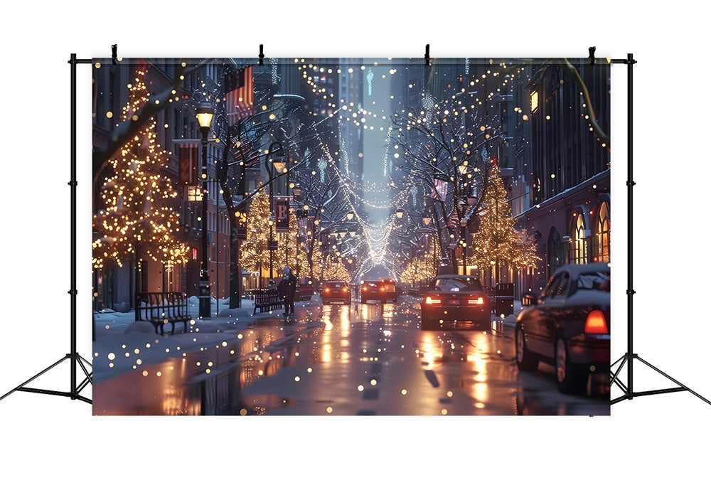 Sfondo Di Luci Di Alberi Di Natale Street Night RR7-780