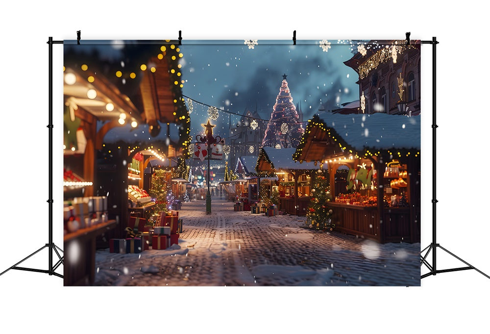 Sfondo Di Alberi Luminosi Della Citta Della Notte Di Natale RR7-783