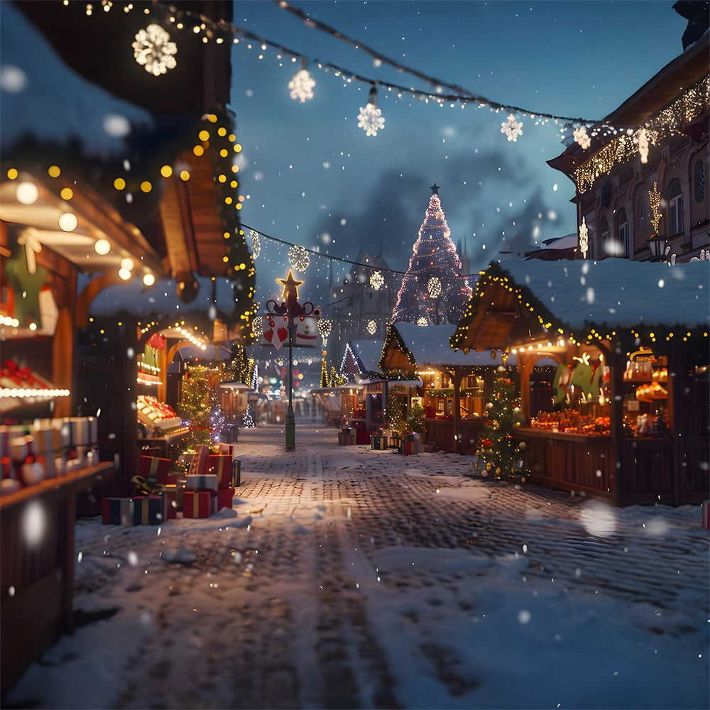 Sfondo Di Alberi Luminosi Della Citta Della Notte Di Natale RR7-783