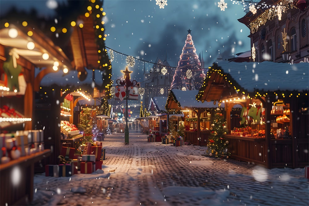 Sfondo Di Alberi Luminosi Della Citta Della Notte Di Natale RR7-783