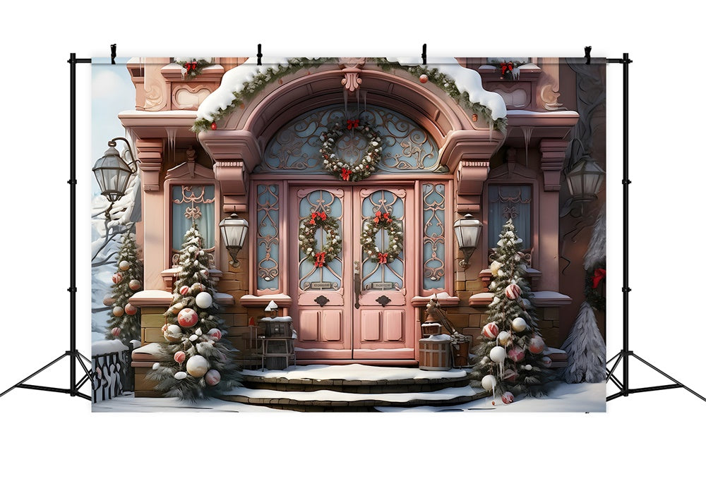 Sfondo Fotografico Con Casa Natalizia Innevata RR7-788