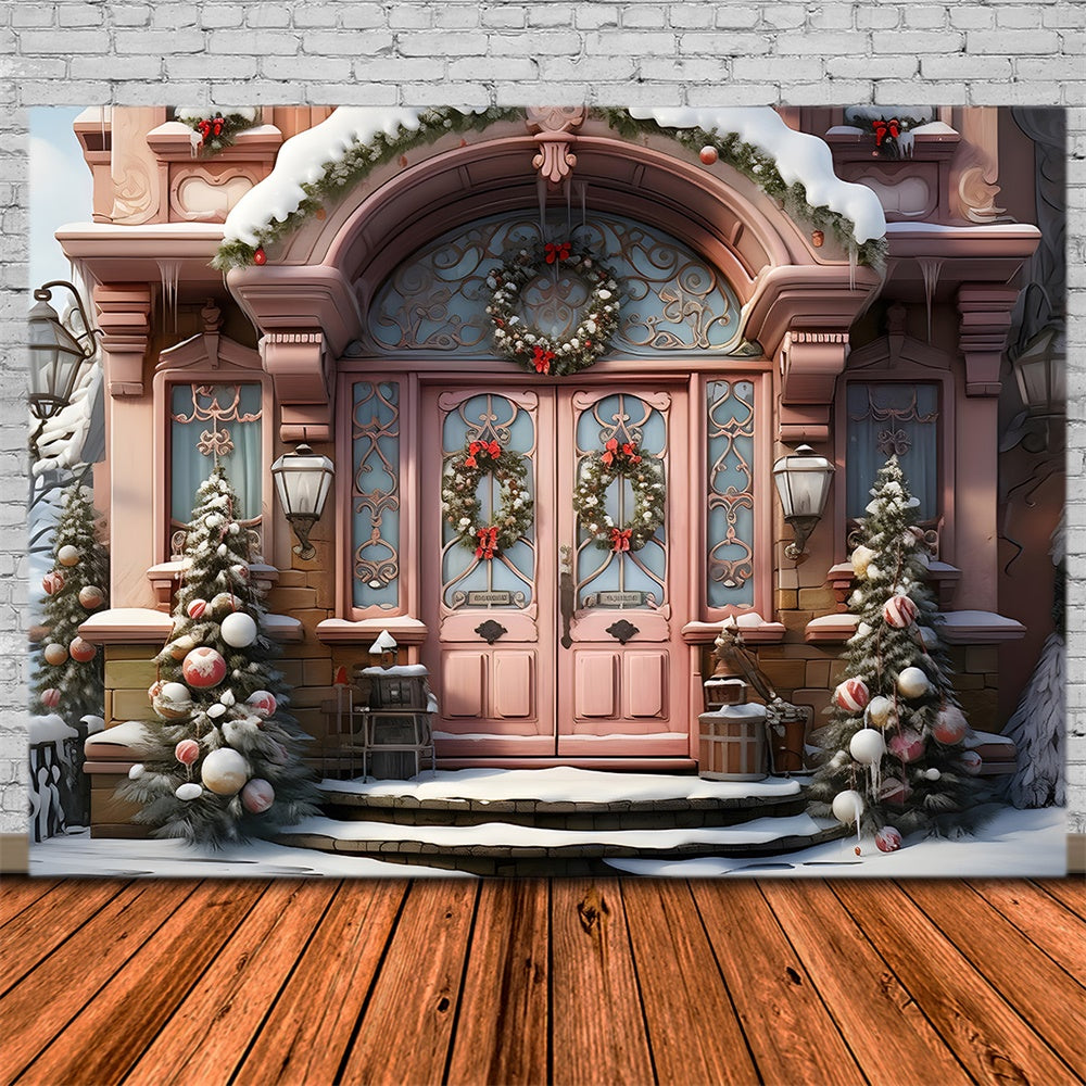 Sfondo Fotografico Con Casa Natalizia Innevata RR7-788