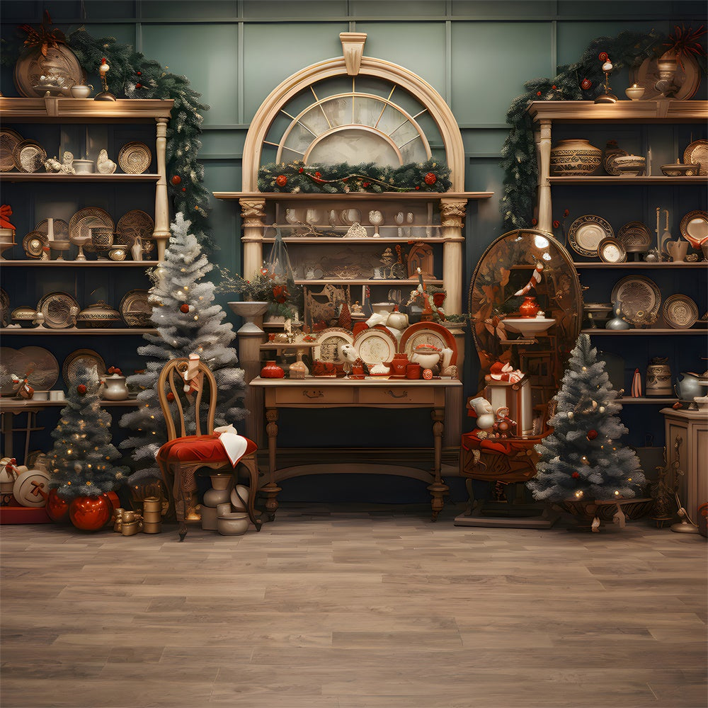 Sfondo Per Mensola In Legno Del Negozio Di Natale RR7-793