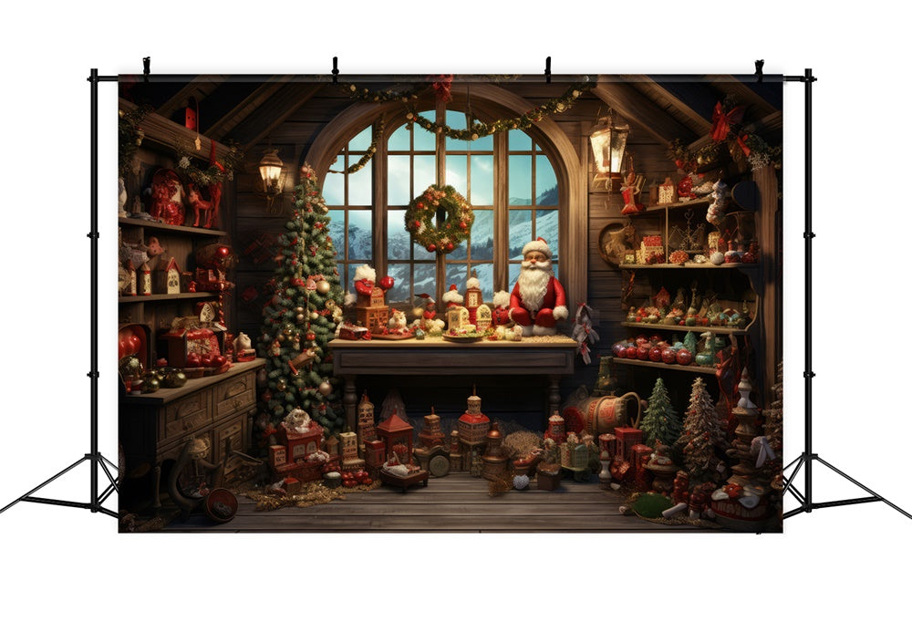 Sfondo Natalizio Del Laboratorio Di Babbo Natale RR7-794