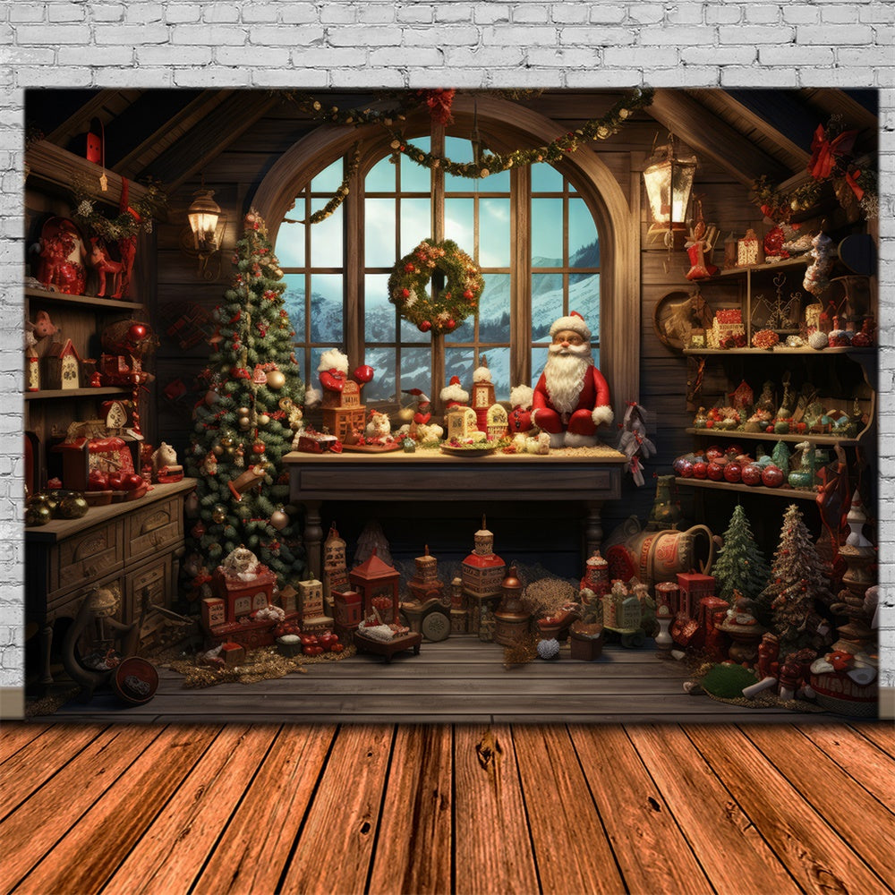 Sfondo Natalizio Del Laboratorio Di Babbo Natale RR7-794
