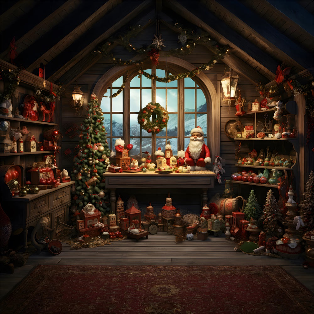 Sfondo Natalizio Del Laboratorio Di Babbo Natale RR7-794