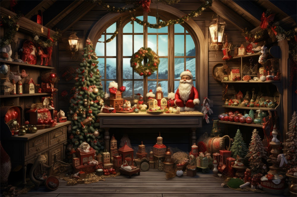 Sfondo Natalizio Del Laboratorio Di Babbo Natale RR7-794