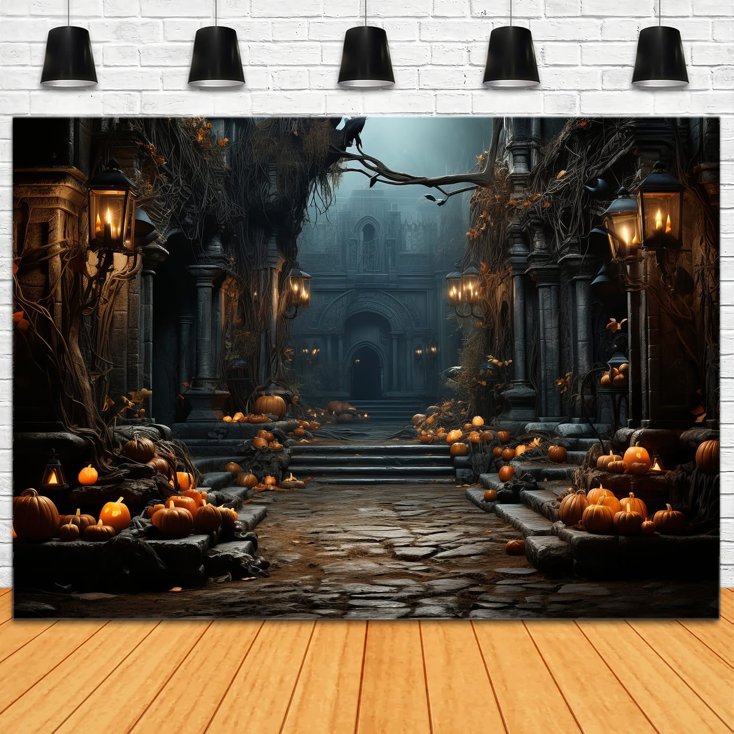 Sfondo Di Lanterne Di Zucca Di Halloween Mansion RR7-80