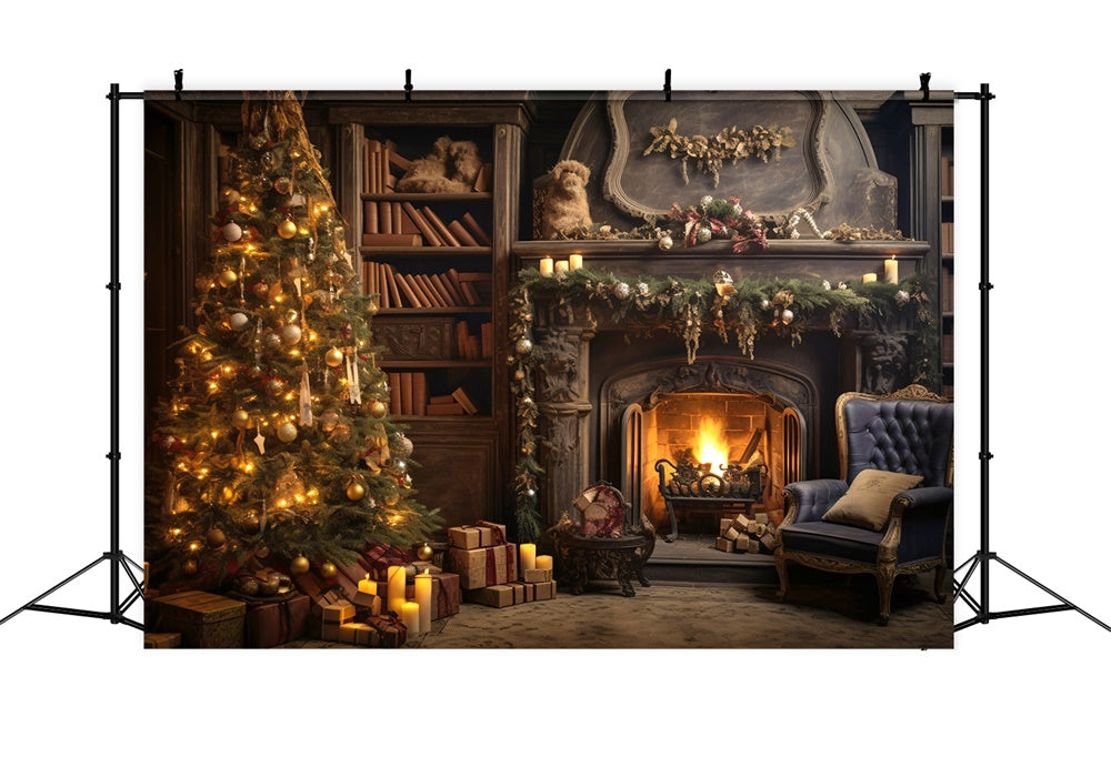 Sfondo Luminoso Con Camino Acceso Per Albero Di Natale RR7-804