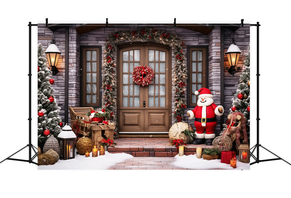 Ghirlanda Natalizia Per Porta Sfondo Di Babbo Natale RR7-808