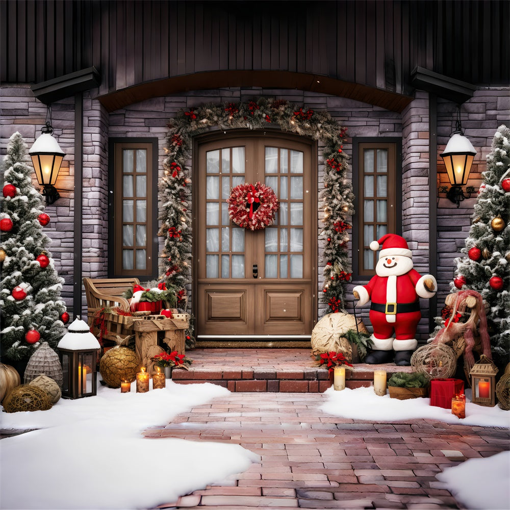 Ghirlanda Natalizia Per Porta Sfondo Di Babbo Natale RR7-808