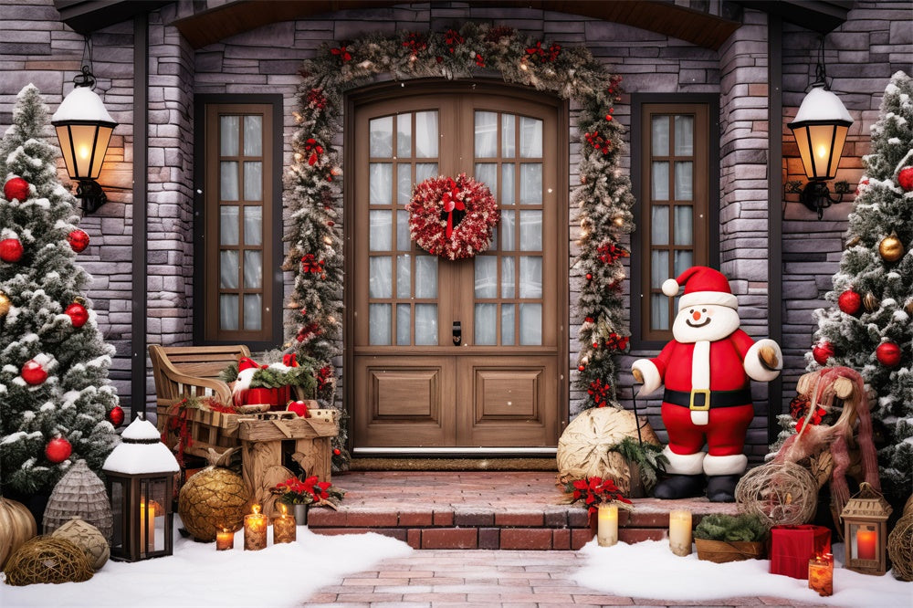 Ghirlanda Natalizia Per Porta Sfondo Di Babbo Natale RR7-808