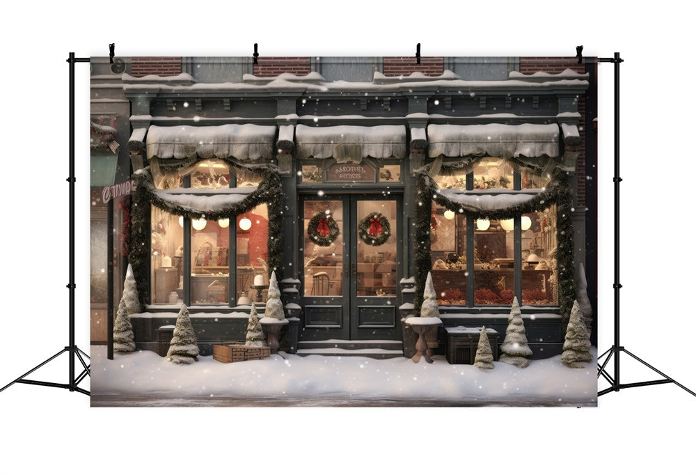 Sfondo Del Negozio Di Natale Di Winter Snow Street RR7-818