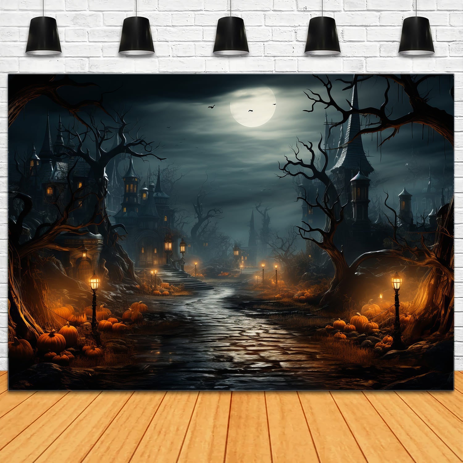 Sfondo Fotografico Con Zucca Di Halloween E Luna RR7-82