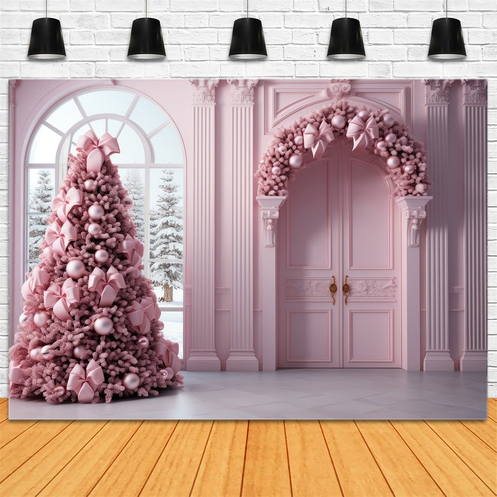 Sfondo Rosa Porta Ghirlanda Albero Di Natale RR7-823