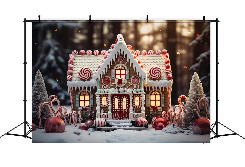 Sfondo Di Christmas Snow Forest Candy House RR7-838