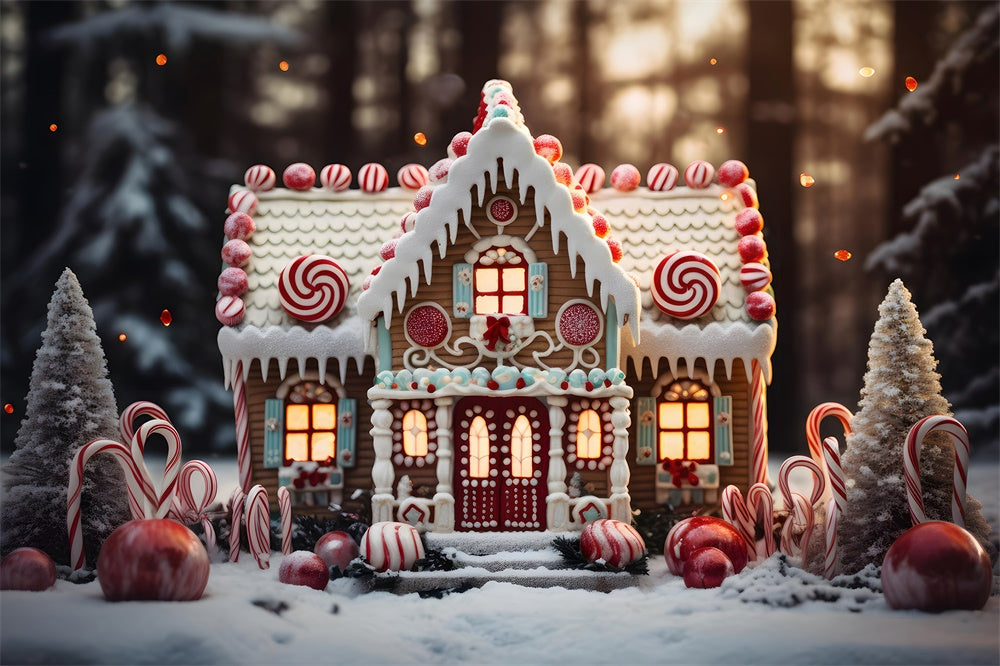Sfondo Di Christmas Snow Forest Candy House RR7-838
