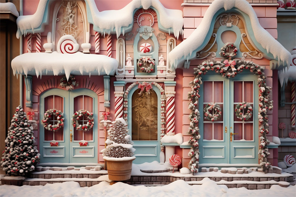 Sfondo Di Alberi Di Natale Neve Caramelle Casa RR7-840