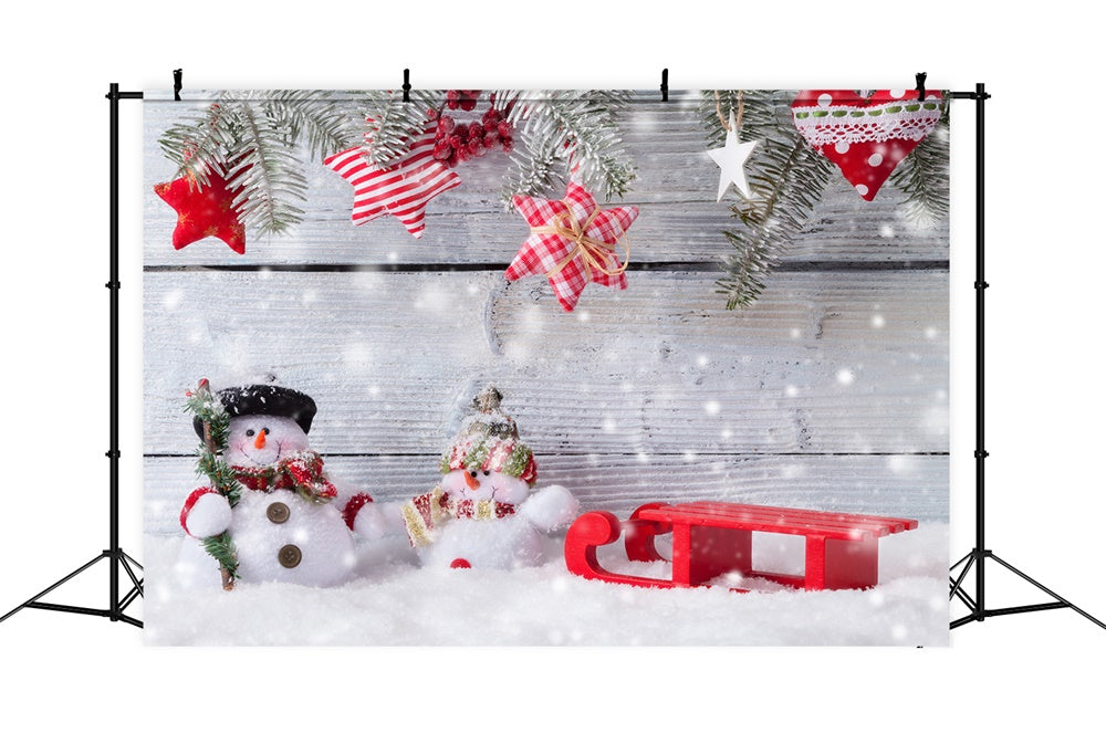 Pupazzo Di Neve Decorazioni Natalizie Sfondo In Legno RR7-842