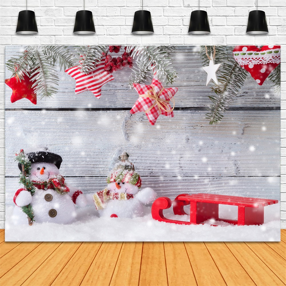 Pupazzo Di Neve Decorazioni Natalizie Sfondo In Legno RR7-842