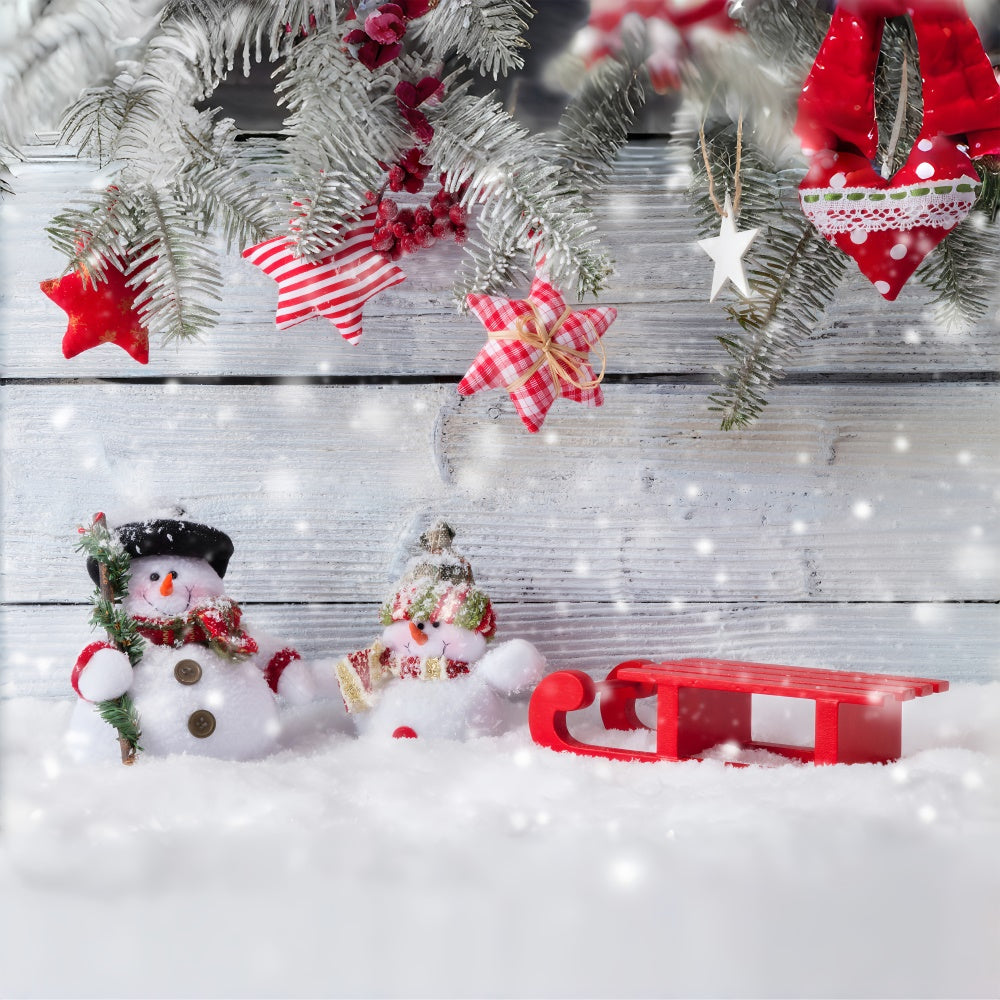 Pupazzo Di Neve Decorazioni Natalizie Sfondo In Legno RR7-842