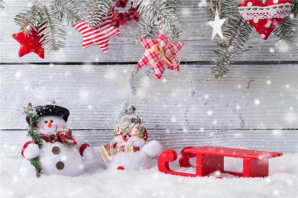 Pupazzo Di Neve Decorazioni Natalizie Sfondo In Legno RR7-842