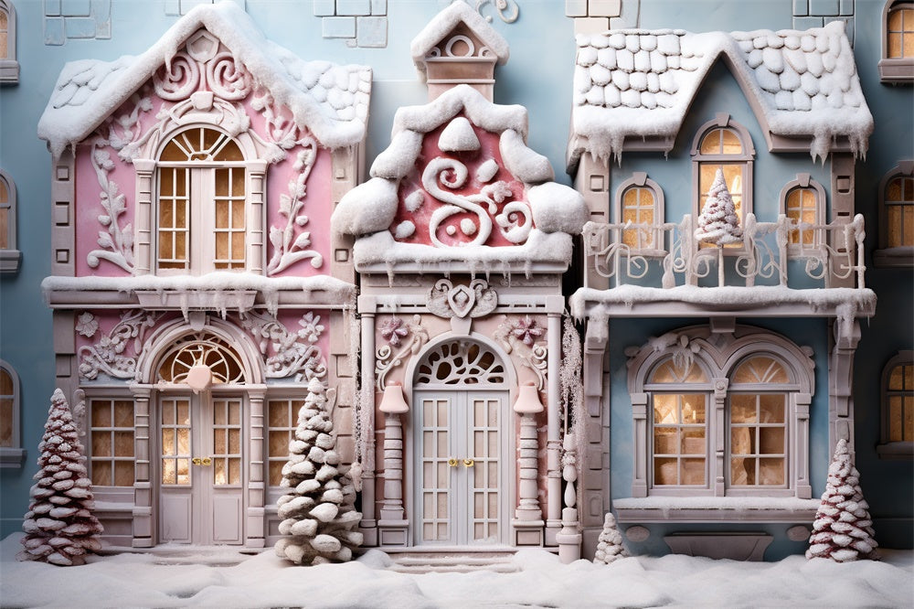 Sfondo Della Casa Delle Caramelle Con L'Albero Di Natale RR7-844