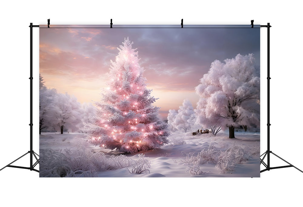 Sfondo Di Alberi Di Natale Rosa Del Paese Delle Meraviglie Della Neve RR7-850