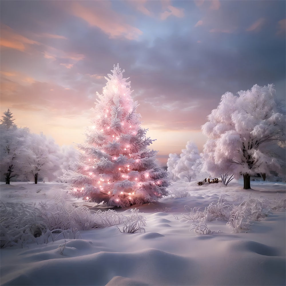 Sfondo Di Alberi Di Natale Rosa Del Paese Delle Meraviglie Della Neve RR7-850