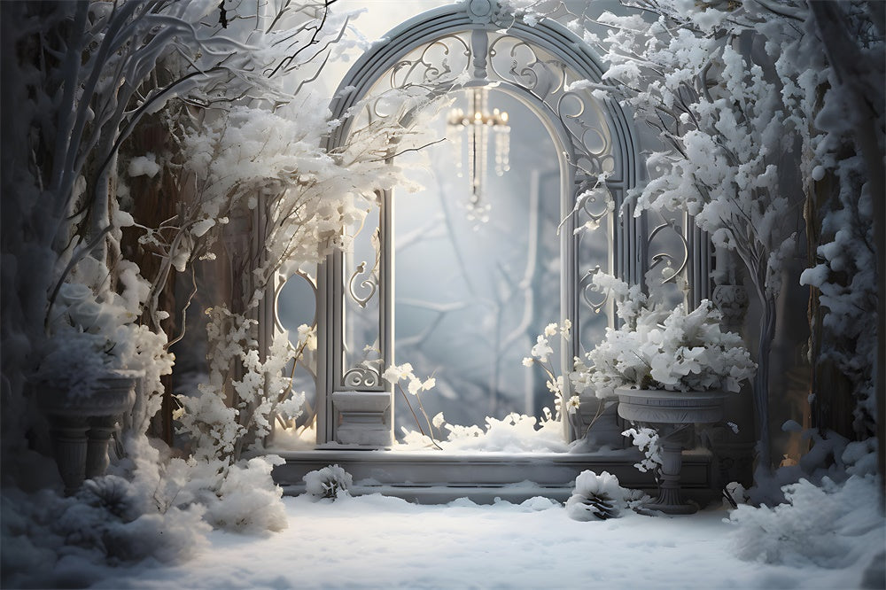 Sfondo Del Paese Delle Meraviglie Della Neve Dell'Albero Di Natale RR7-852