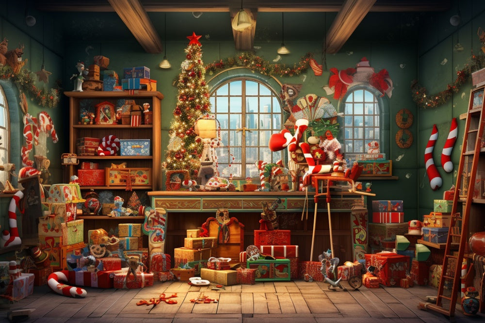 Sfondo Della Stanza Della Casa Di Babbo Natale Di Natale RR7-853