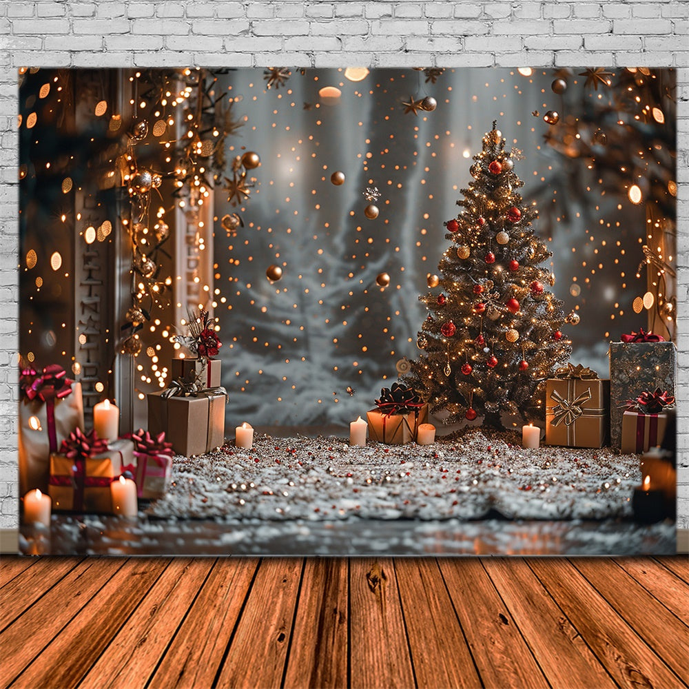 Sfondo Bokeh Con Candele Per Albero Di Palle Di Natale RR7-859