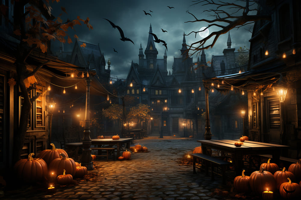 Sfondo Di Lanterne Di Zucca Di Notte Di Halloween RR7-86