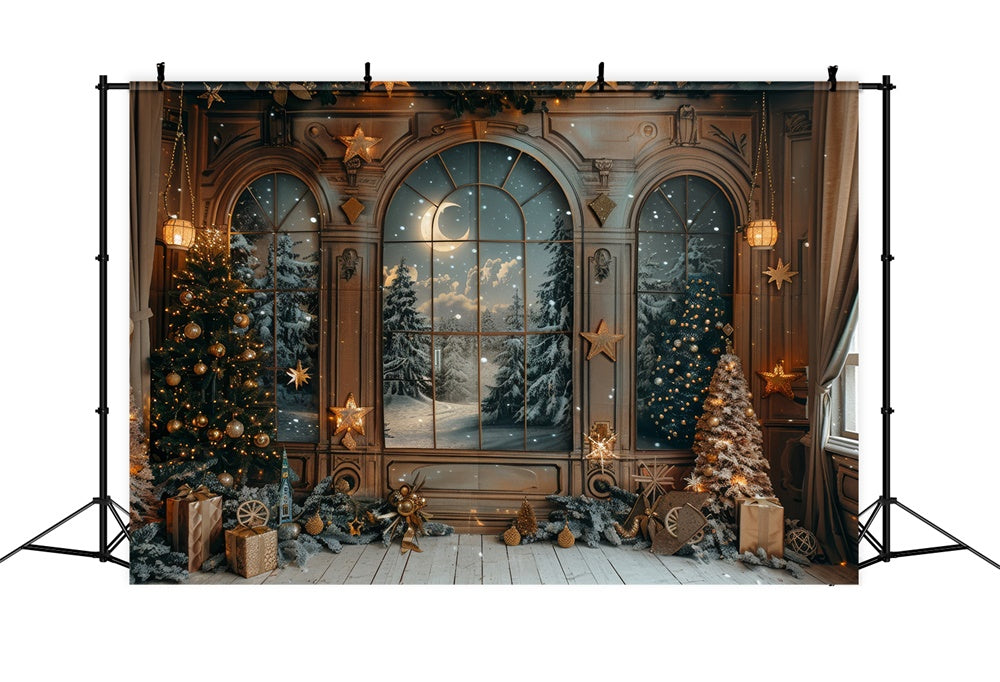 Porta Di Natale Con Vista Sulla Foresta Innevata Sullo Sfondo RR7-864