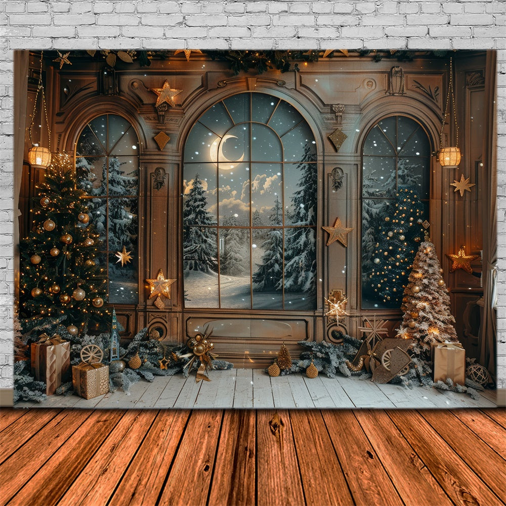 Porta Di Natale Con Vista Sulla Foresta Innevata Sullo Sfondo RR7-864