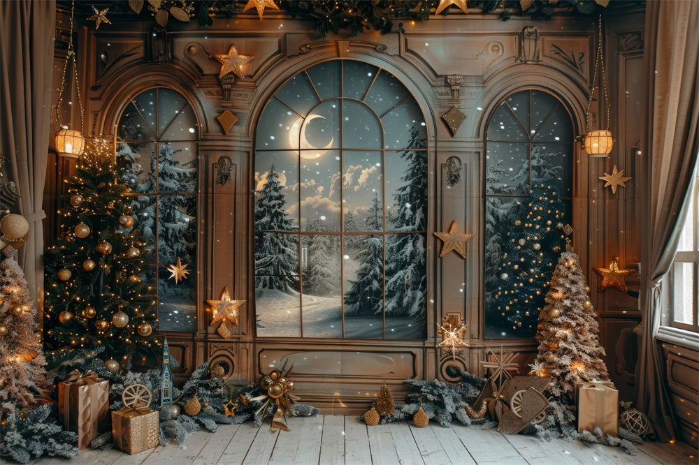 Porta Di Natale Con Vista Sulla Foresta Innevata Sullo Sfondo RR7-864