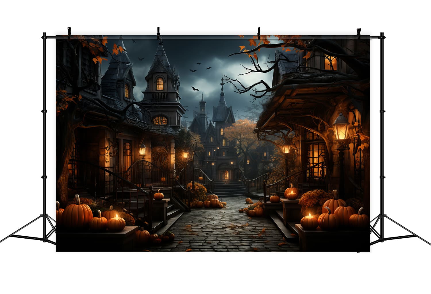 Sfondo Fotografico Di Halloween Con Lanterne Di Zucca RR7-93