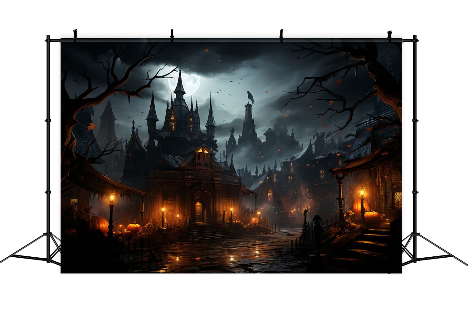 Sfondo Delle Lanterne Del Castello Spettrale Di Halloween RR7-94