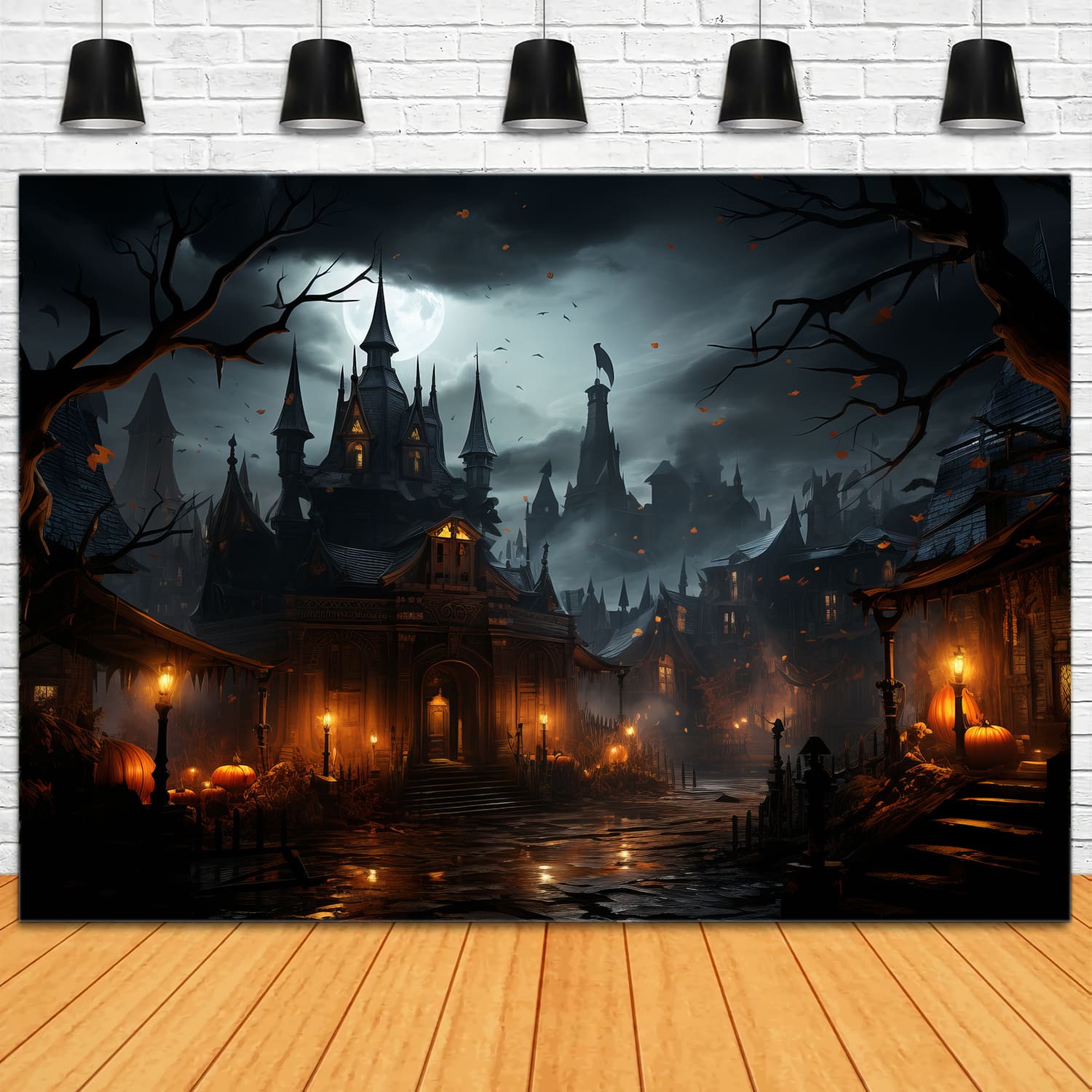 Sfondo Delle Lanterne Del Castello Spettrale Di Halloween RR7-94