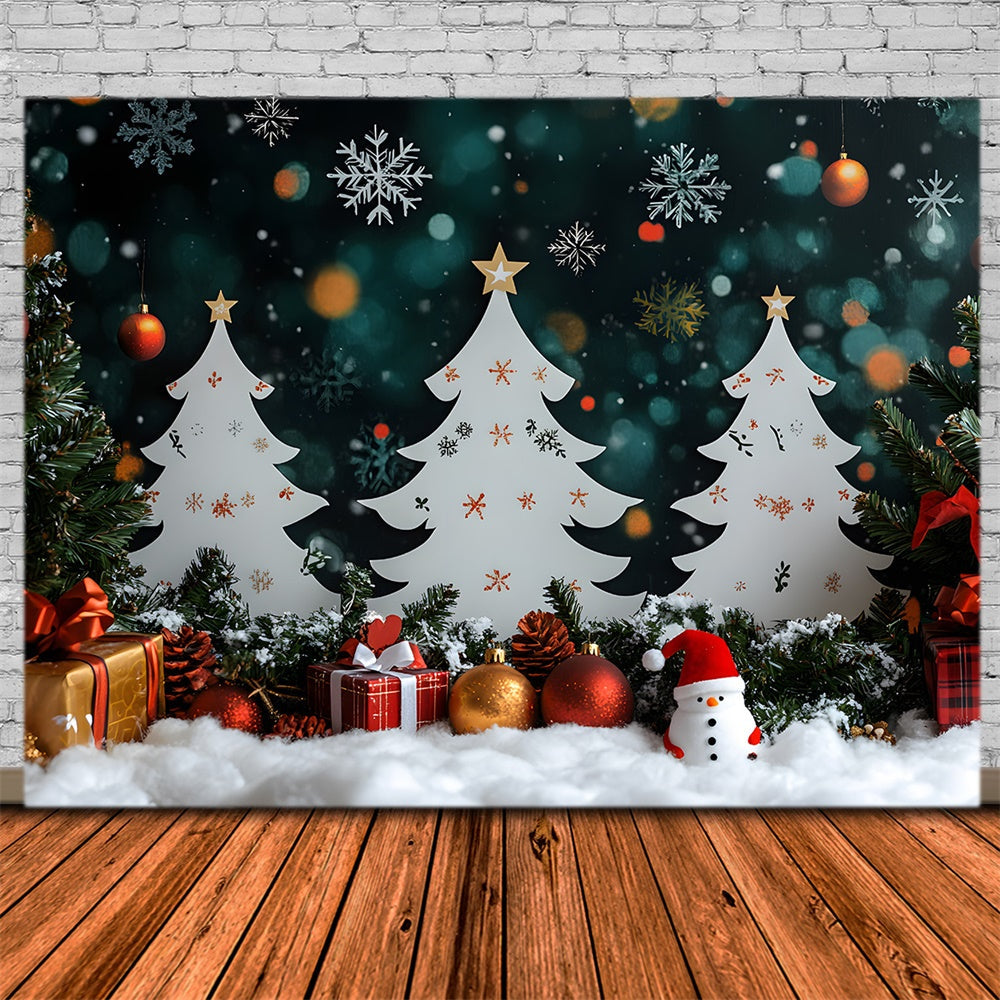Sfondo Di Scatole Regalo Con Pupazzo Di Neve Per Alberi Di Natale RR8-101