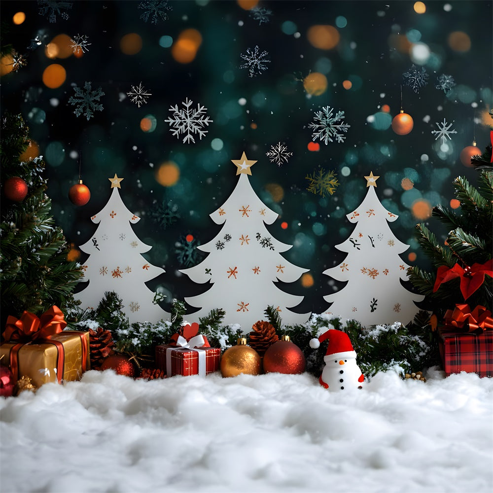 Sfondo Di Scatole Regalo Con Pupazzo Di Neve Per Alberi Di Natale RR8-101