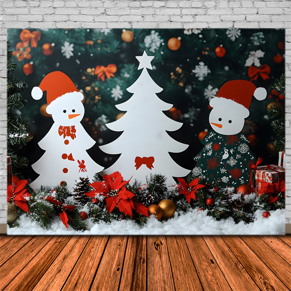 Sfondo Di Fiocchi Di Neve Di Fiori Di Natale Poinsettia RR8-102