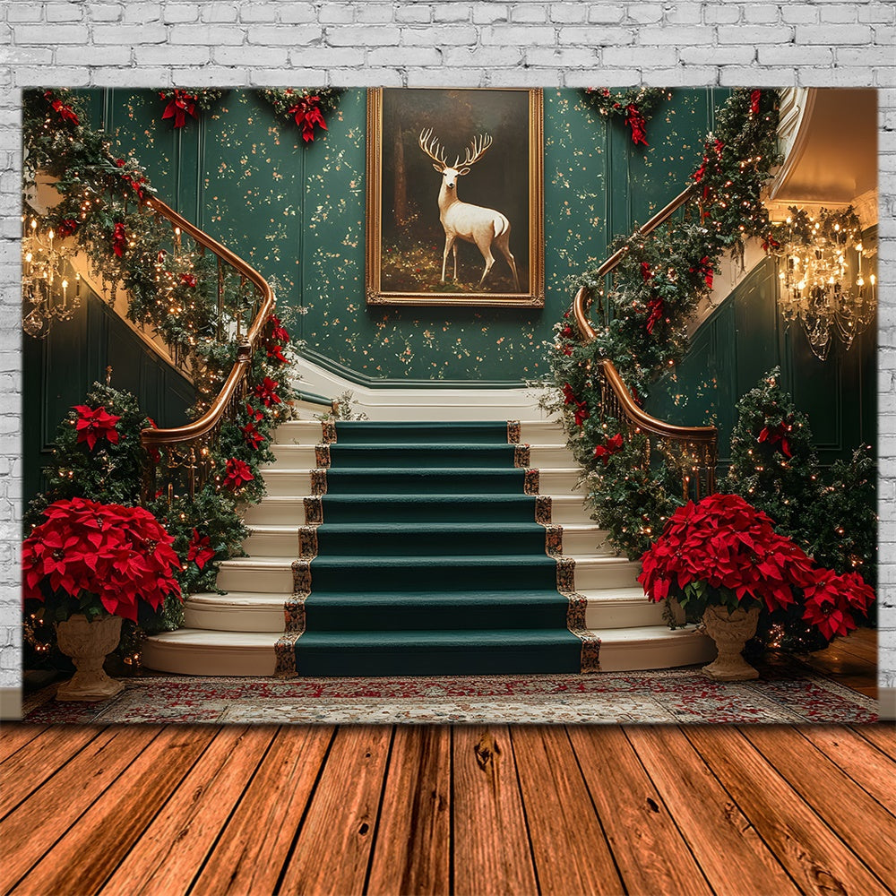 Sfondo Della Scala Verde Retro Della Stanza Di Natale RR8-105