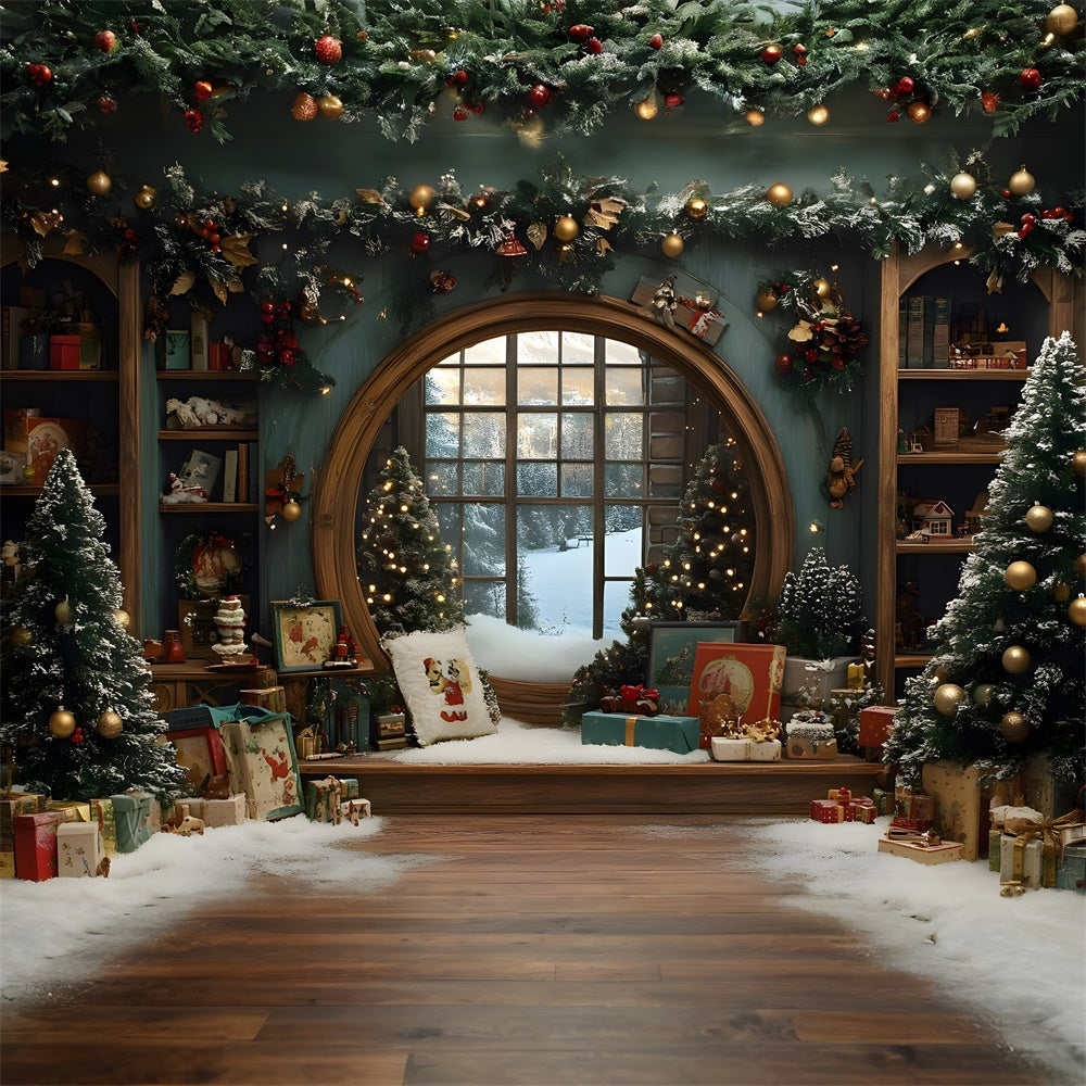 Sfondo Della Finestra Della Stanza Delle Scatole Regalo Di Natale RR8-107